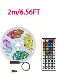شريط إضاءة LED RGB مع جهاز تحكم عن بعد 44 مفتاح، مناسب لغرفة النوم وغرفة المعيشة وديكور المنزل وإضاءة الحفلات، قابل لتعديل الألوان والأنماط، جهاز تحكم شريط LED RGB 44 مفتاح إضاءة ليلية، غرفة المعيشة والمطبخ وحفلة عيد الميلاد وحفلة هالوين وغرفة النوم إضاءة ليلية صغيرة، شريط LED USB، شريط LED مرن، 1 متر/2 متر/3 أمتار/5 أمتار، مناسب للتلفزيون والكمبيوتر وإضاءة خلفية الخزانة - الضوء الملون - مشاهدة 13