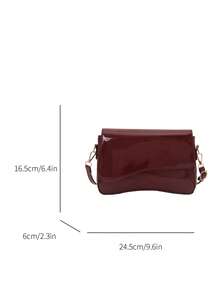 A Minimalist Retro Square Bag With Flap Opening, Adjustable Shoulder Strap And Lightweight Crossbody Bag In Solid Colour. Suitable For Ladies Daily Life Casual And Student Use - Burgundy - View 7