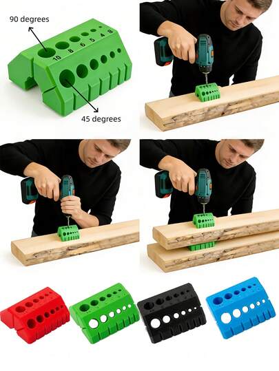 1 cái thước dẫn hướng khoan chính xác 45° và 90° | Hệ thống căn chỉnh kỹ thuật số bằng nhựa bền, phù hợp với máy khoan, tuyệt vời cho các mối nối vát, khung và thi công sàn.