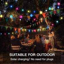 1 PC [Solar LED String Lights] Solar Powered LED String Lights, 20 LED Beads, 196.85" Bubble Globe Fairy Lights, Outdoor, For Garden Patio Decor, With Solar Battery Nickel Technology - Solar Bubble Ball - View 9
