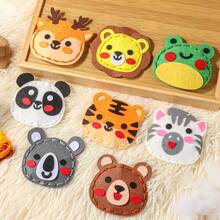 8件套森林动物DIY缝纫套装，适合初学者的手工材料，可爱卡通动物老虎熊猫吊坠，生日礼物，创意手工艺品 - 彩色 - 查看 1