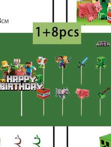 Fournitures pour fête Minecraft - Fanions, Décor de fond en spirale, Convient pour diverses fêtes - Multicolore - Voir 9