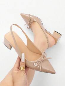 [GEY]Women's Shoes, Women's High Heels, Women's Chunky Heels, Cushioned Insoles | Non-Slip Insoles | PU Synthetic Fabric, Suitable For Skirts, Pants, And Uniforms, Wearable Year-Round, Local Warehouse Women's Shoes, Fast Shipping. - Màu be - Xem 2