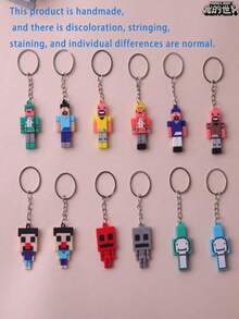 6 móc khóa hình tượng Totem Bất Tử trong Minecraft (ngẫu nhiên), mặt dây chuyền hình tượng nhỏ bằng cao su mềm sáng tạo. - Nhiều màu - Xem 7