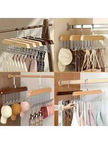 2pcs Wardrobe Bra Hanger, Vest Hanger 3pcs Set, With 8 Hooks, Can Accommodate 24 Bras, Wood Saving Space Hanger, 360 ° Rotating Closet Storage And Camisole, Swimwear, Lace Up Dresses, Storage Space In Dormitories And Apartments - 2pcs - View 7