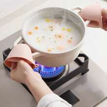 2只装硅胶耐热手套，微波炉手套，烤箱手套，迷你烹饪、烘焙和烧烤手套，必备厨房配件 - 查看 3