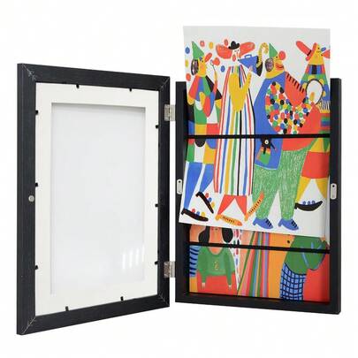 1pc A4 Drawing Frame Wooden Wall-Mounted Transparent Photo Frame With Magnetic Cover For Storing And Displaying Artwork, Doodle, Awards And Certificates, Modern Home Decor