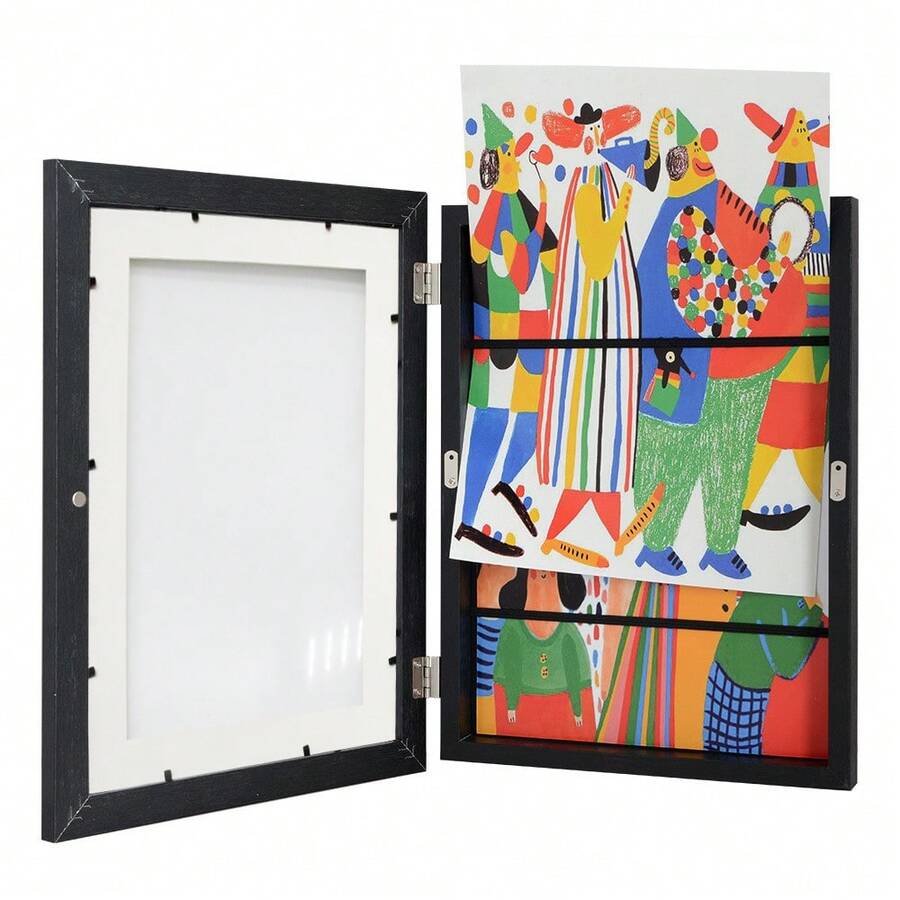 1个A4尺寸艺术相框，木质壁挂式相框，带翻盖磁性盖，用于展示和保存艺术作品、绘画、奖状和文凭，现代家居装饰礼品，生日毕业礼物