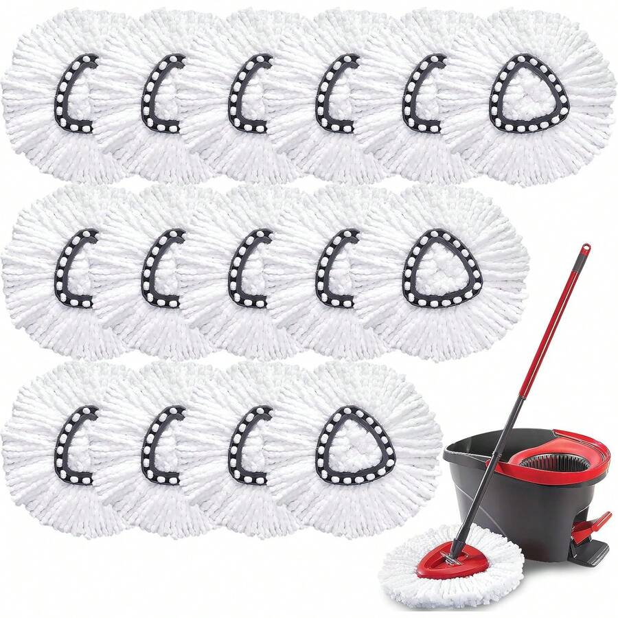 6 Pack Mop Heads Replacements, Mop Replace Refills, Easywring Spin Mop Heads Replacements, Easy-To-Replace, Microfiber, Washable, Easy Cleaning, White, Popular Mop Refills - 15pack - View 1