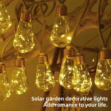 25/15/10pcs Solar Powered Outdoor Decorative String Lights, Retro Hemp Rope Solar Powered Fairy Lights With 8 Lighting Modes, Suitable For Fence, Yard, Garden, Party, Wedding, Camping, Aesthetic Home - Multicolor - View 3