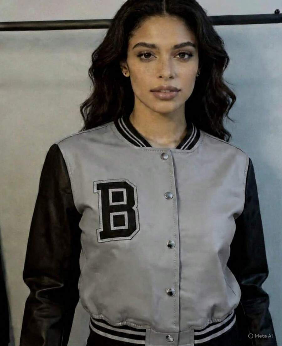 Jaqueta Bomber Feminina Colegial Moda 2025 Inverno Frio - Cinza - Visão 1