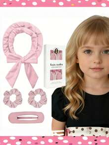 4pcs Fashion Portable Curling Hair Set, No-Heat Overnight Hair Curler, Headband Slouchy Hair Curling Tool, Suitable For Gift - Multicolor - View 1