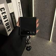 Simple Black Phone Case With Heart Pendant Compatible With Samsung Galaxy ZFlip7 Z Flip6 ZFlip 5 Zflip6 Zflip5 Shockproof Back ,Phone Case Compatible With Motorola,Phone Case Compatible With Xiaomi - Black - View 5