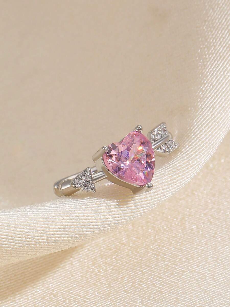 Rhinestone Heart-Shaped Clip-On Earrings, Shiny Fashionable Minimalist Casual Style, Suitable For Daily Wear, Gatherings, Dates, Parties