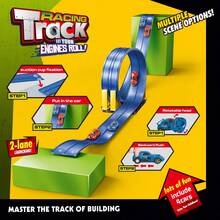 儿童双轨赛车玩具套装，PVC软橡胶轨道可自由弯曲连接，配有2/4辆迷你赛车，无需电池，重力驱动，灵活的赛车轨道玩具，DIY双轨赛车轨道，儿童游戏礼物 - 彩色 - 查看 7
