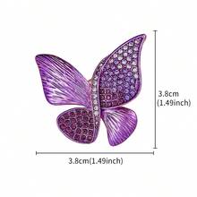 1枚优雅精致的紫色蝴蝶胸针，适合女性日常、派对、西装、连衣裙、母亲节、情人节、节日礼物等场合佩戴。 - 紫色 - 查看 5