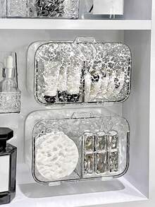 1 chiếc kệ đựng đồ treo tường phòng tắm, trong suốt, chống bụi, thiết kế dày dặn, kệ đựng đồ dùng phòng tắm, kệ đựng mỹ phẩm, kệ đựng đồ dùng nhà tắm, thích hợp để đựng bông tẩy trang, son môi, tăm bông, đồ dùng vệ sinh cá nhân, dùng trong phòng tắm, bàn trang điểm, ký túc xá. - Nhiều màu - Xem 6