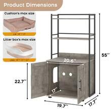 2-In-1 Hidden Cat Litter Box Enclosure 48.5 Inch Cat Litter Box Enclosure With 3 Metal Storage Shelves, Ventilation Holes, Easy Clean - A - View 2