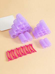 36 pezzi Set di bigodini autoadesivi, include 24 bigodini e 12 clip, stile salone senza calore per arricciare i capelli fai-da-te, bigodini, accessori per capelli, strumenti per capelli, attrezzatura da salone - Multicolore - Visualizzare 7