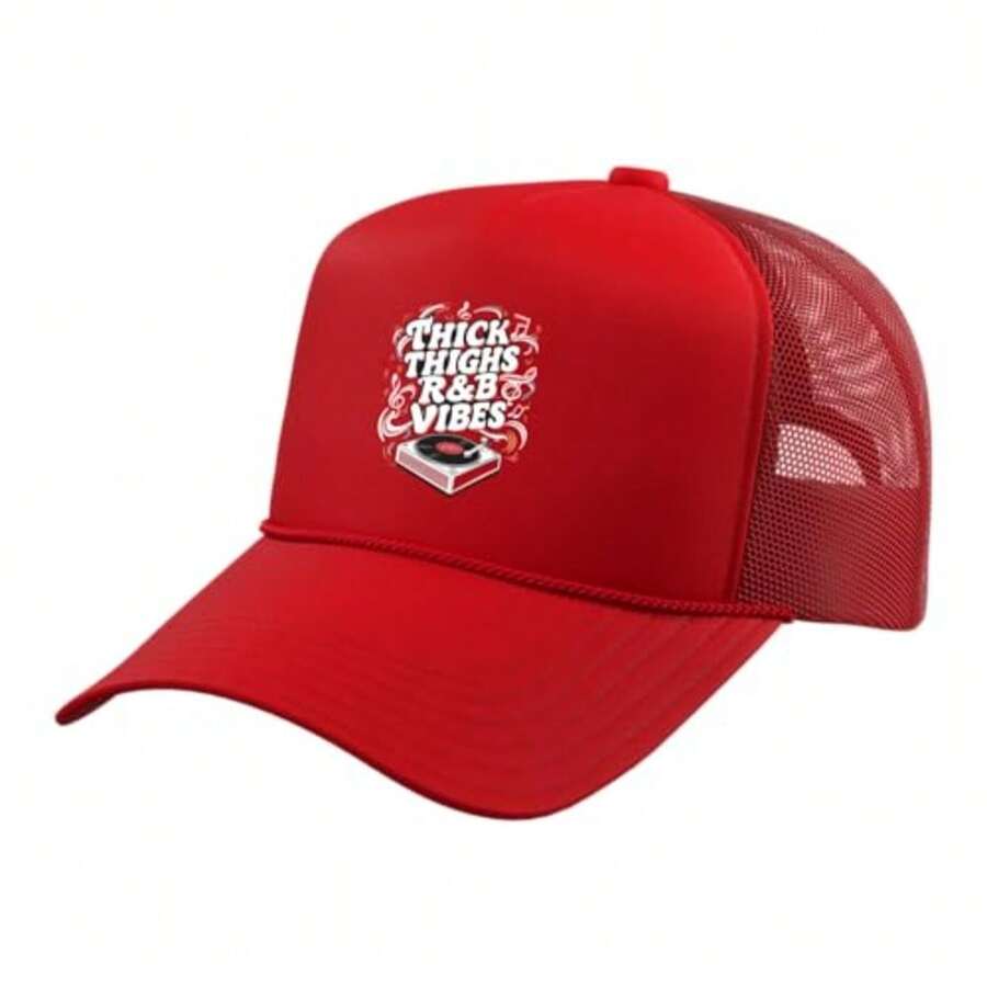 and RandB Vibes Hip Hop Trucker Hat with Adjustable Mesh Back - Rojo - Ver 1