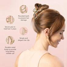 Metal Hair Clips For Women - Durable & Elegant Metal Claw Clips, Perfect For Everyday Use & Special Occasions |   Ideal Gifts For Women - Gold, 1 Pc - 金子 - 查看 3