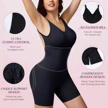 Bodysuit Romper With Shaping Waist Trainer, Elegant, Casual, Sensual, Butt-Shaping Fabric, Bodysuit Romper, Daily Wear, All Seasons - 黑色 - 查看 4
