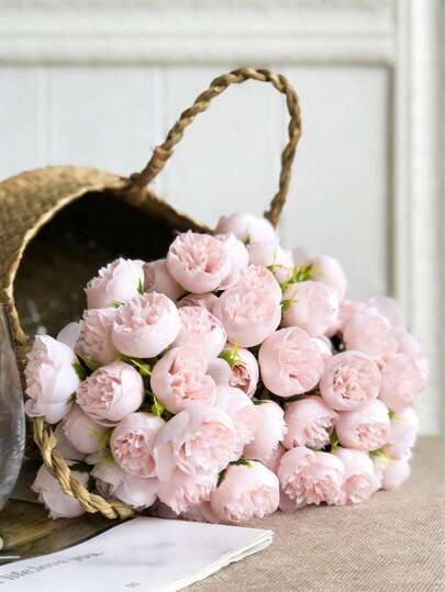 1/2 Bundles Silk Peony Bouquet, Pink Artificial Roses, 27 Heads Artificial Peony Flowers For Home, Wedding Party, Table Centerpieces, Bridal Shower Decor, Valentine's Day, Birthday Gift, Graduation, Etc.