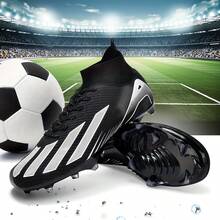 1 Par de Chuteiras de Futebol/Futebol Unissex para Adultos e Jovens, Sola Macia, Adequadas para Jogos, Treinos, Campos de Grama Macia ao Ar Livre, Botas de Futebol Leves para Campus, Sapatos de Futebol Profissionais de Alto Desempenho, Direta da Fábrica, Múltiplas Cores Disponíveis - Preto - Visão 9