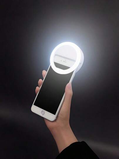 Fill lights 1pc White/Pink/Blue/Black Portable LED Selfie Ring Light, USB Rechargeable, 3 Lighting Modes, Portable Lighting, Christmas Decor, Beauty Enhancing Ring Light, Live Streaming Clip Lamp For Live Broadcast, Video Conference Lighting, Photography, Exquisite Gift, Suitable For Manicure, Eyelash Extension, Tattoo And Skincare, Touch Button Control, Desktop Beauty Fill Light, Room Decor, Christmas Decoration, 150mAh Battery