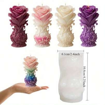 1pc Reusable Silicone Rose Vase Mold - Luxury Bouquet Design, Suitable For DIY Candle Making & Resin Crafts, Elegant Home Decor, Wedding Centerpiece, Romantic Gift, Dried Flower Candle Making, Exquisite Details, High-Quality Handicraft, Essential For Crafters