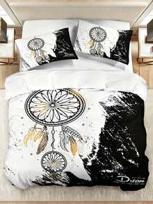 三件套花卉图案被套组 - 3D白色床品，适用于宿舍和卧室装饰 - 抽象花卉印花 - 包括1个被套和2个枕套 - 彩色 - 查看 7