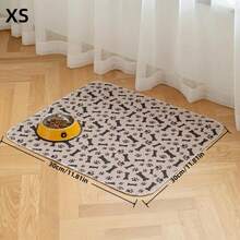1pc Beige Pet Sleeping Mat With Dog Paw & Bone Print, 3-Layer Structure, Waterproof PVC Material, Highly Absorbent & Anti-Slip, Washable & Reusable - Beige - View 2