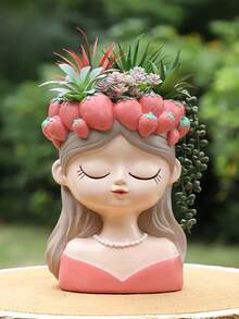1 chậu hoa trang trí nghệ thuật bằng nhựa, hình dáng bất đối xứng, bề mặt được sơn, chậu để bàn thích hợp cho cây mọng nước và hoa tươi, quà tặng trang trí trong nhà/ngoài trời, cây cảnh vườn cổ tích, món quà lý tưởng cho bạn bè nữ. - A - Xem 14