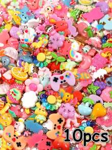 Random 10/20/30/40/50//150/200/500pcs Resin Accessories Set, Cute Sweet Girl Cartoon Decorations, Various Colors, Styles And Designs, More Quantity More Variety, Can Be Used As Keychains,, Bracelets, Dust Plugs And Other Pendants, Great Back-To-School Party Favors, Small Gifts - 50pcs - 查看 10
