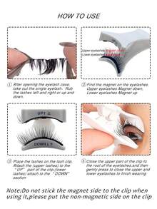 2 Pairs Reusable Magnetic Eyelashes, No Glue Needed, 3D Natural Look Magnetic Lashes, Portable Makeup Tool, Strip Eyelashes, Eyelashes, False Eyelashes, Fake Eyelashes - Black and White - View 6