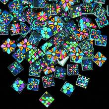 100g/200g Colorful Nightshade Flower Glass Mosaic Tiles, 2.3*2.3CM Modern Style Spray Painted Mosaic Material, Suitable For DIY Crafts, Stair/Wall Inlay Landscaping, Garden Outdoor Decor - AYZ - View 2