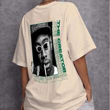 Oversized Tyler Creator Singer Music T-Shirt, Premium Streetwear, Summer/Winter T-Shirt - 卡其色 - 查看 6
