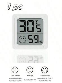 1/2pcs Mini Smiling Face Thermometer Hygrometer, Double-Sided Adhesive LCD Display, Precise Monitoring Of Indoor/Outdoor, Bedroom, Dining Room, Office, Reptile Tank Temperature & Humidity Changes - Multicolor - View 10
