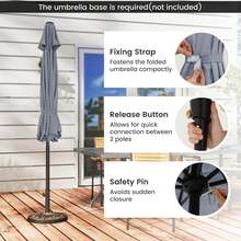 Patio Umbrella With Push Button Tilt, Crank Handle, 8 Sturdy Ribs For Patio, Garden - A - Xem 9