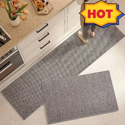 Sisal-Like Pineapple Ring Kitchen Floor Mat | Adopts Three-Dimensional Pineapple Ring Weaving Technology, Presenting Natural Sisal Texture, Simple And Practical Style, Specially Made For The Kitchen, With Anti-Slip, Oil-Proof, Water-Absorbing And Quick-Drying Functions-High-Density, Wear-Resistant Materials, With Anti-Slip Backing, Firmly Attached To The Ground