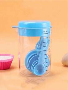1 Juego de tazas y cucharas de medición, cucharas marcadas de plástico, herramientas de medición para hornear, juego de utensilios de cocina para hornear - Multicolor - Ver 5