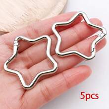 5/10个心形圆形星形钥匙扣夹银色金属心形登山扣钥匙圈DIY创意设计悬挂旋转龙虾爪扣触发弹簧钩用于珠宝制作 - 彩色 - 查看 25