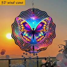 1 pieza Fondo 3D "Mariposas brillantes bailando en el cielo estrellado". 10in*10in con gancho giratorio, Giro creativo DIY de 360° para el hogar y el jardín, adecuado para todas las estaciones (Colgante no incluido), Estilo aleatorio - 1 pieza - Ver 8