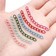 50 piezas de extensores de cadena de colores para hacer joyas, extensores de cadena de cola de hierro con pintura en aerosol para collares, pulseras, aretes y accesorios de joyería - Multicolor - Ver 3