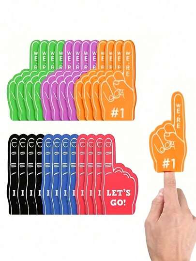 3pcs Mini Foam Finger Cheering Pom Poms, Suitable For Sports Meets, Football, Basketball Games, Sports Events, #1 Applicable For Game Birthday Party, Baseball, Football Team Gifts, Sports Meetings, World Cup, 1 Set