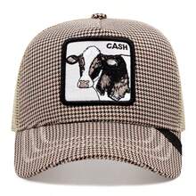 Animal Trucker Hats Leather Pattern Adjustable Snapback Mesh Animal Baseball Cap For Men - 棕色 - 查看 1