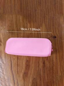 Bolsa de papelería minimalista de color macaron, organizador portátil multifuncional de oficina para almacenamiento de lápices, esencial para volver a la escuela, almacenamiento y organización de papelería, liviano y fácil de usar, almacenamiento de escritorio, contenedor de almacenamiento, bolsa de silicona de gran capacidad para bolígrafos, bolsa de papelería portátil para estudiantes, accesorio de viaje a la playa, adecuado para uso diario en la oficina y la universidad de adultos - Multicolor - Ver 6