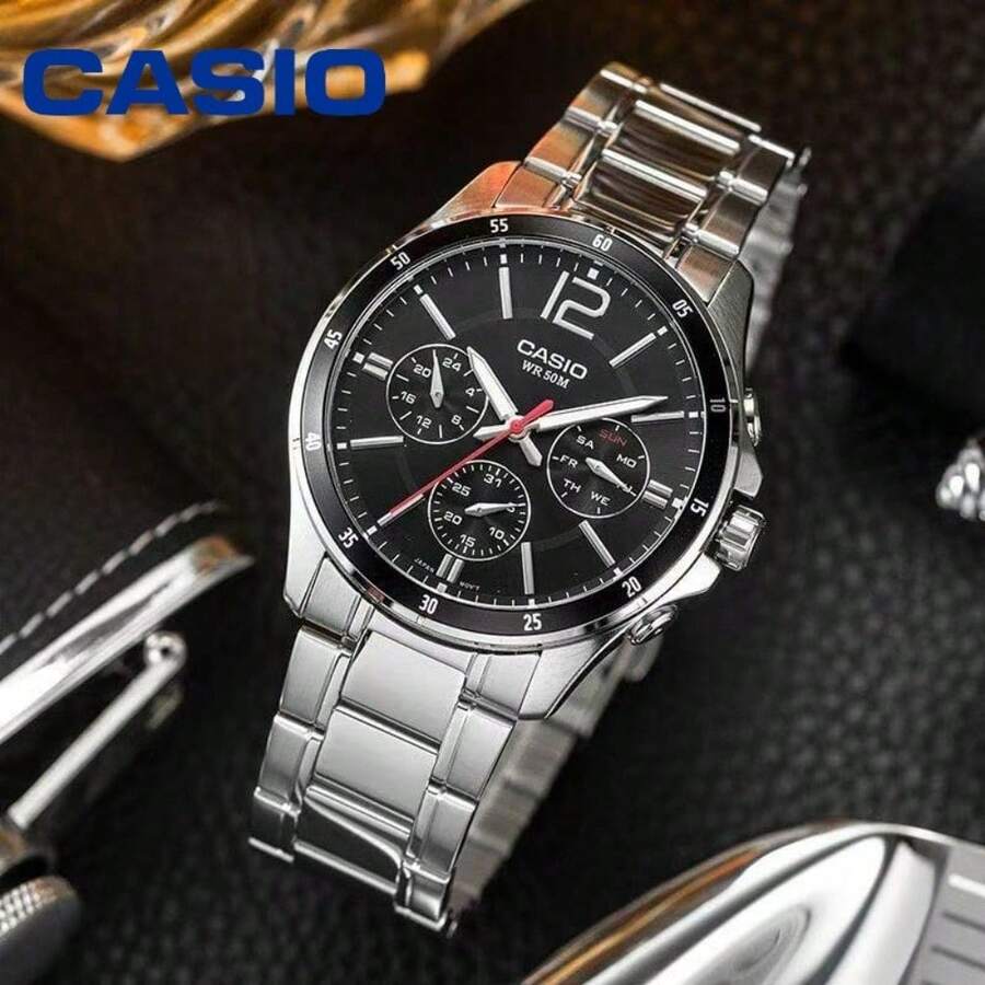 Đồng hồ thể thao nam Casio MTP-1374D, chống nước 100M, dây thép không gỉ, chức năng bấm giờ và chạy bằng pin thạch anh. - Một cỡ - Xem 1