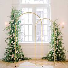 2-Piece Gold-Colored Wedding Arch Backdrop Stand, Metal Wedding Arch Frame, Wedding Arch Backdrop Frame For Wedding, Birthday, Party Decoration, Mother's Day - vàng - Xem 1