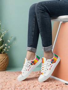 Men's Custom LGBTQ Pride Month Low Top Sneakers, Personalized Photo & Name Rainbow Striped, Plus Size Lace-Up Shoes For Couples Pride Parade Gifts - Black - View 6
